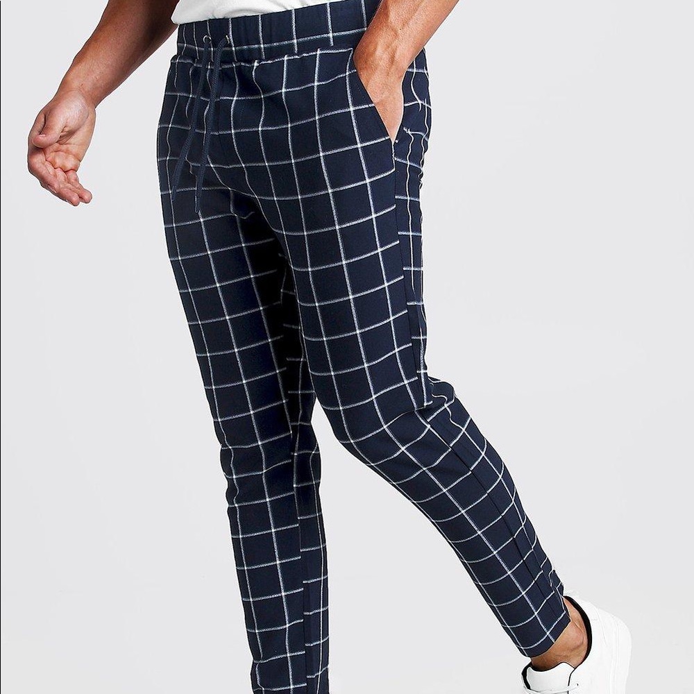 Large Windowpane Check Smart Cropped Jogger